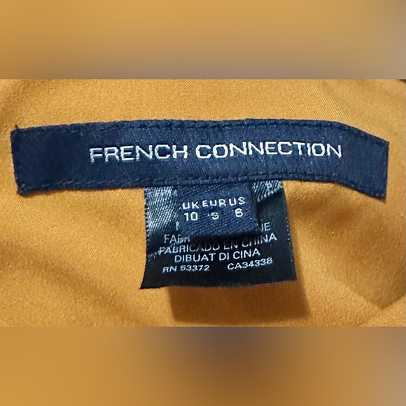 French Connection Whisper Sundae V-Neck Mini Knit Dress in Dijon - Picture 4 of 9